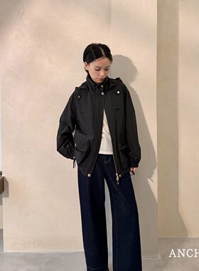 连帽防风外套宽松拉链夹克上衣秋