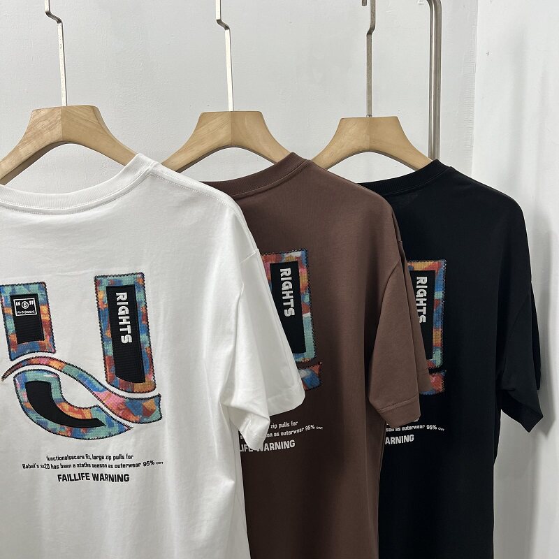 t110 吉田原创 广州uus正肩圆领短袖ab面字母刺绣皮牌设计