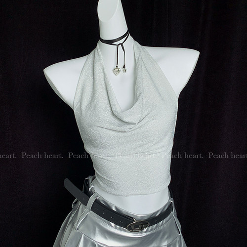 露背Y2K挂脖修身上衣Peachheart