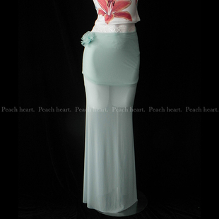 【Peach heart】薄荷夏天立体花朵网纱透视半身裙辣妹包臀显瘦裙