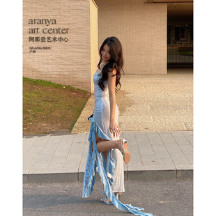 【Peach heart】2/1新品 人鱼精灵小众礼服亮片飘带连衣裙鱼尾裙