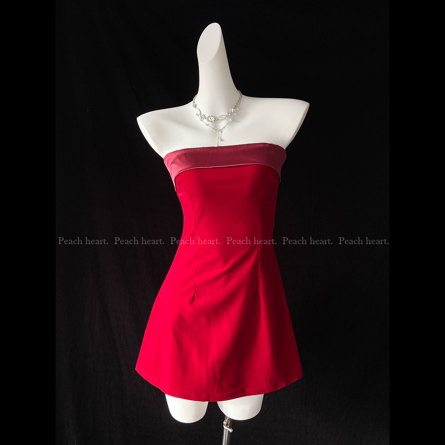 绒面抹胸连衣裙小众A字短裙