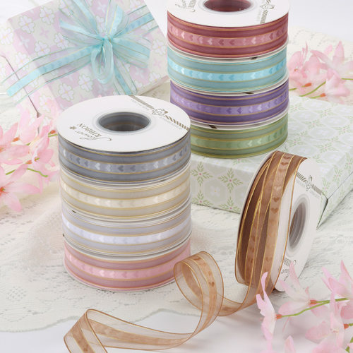 爱心金丝中缎边纱 网纱带雪纱带DIY手工包装材料蛋糕礼品丝带彩带