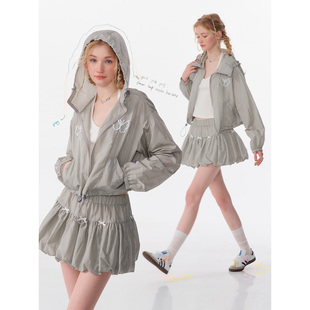 防晒空调连帽开衫 薄款 外套女 长袖 ziziFei春秋设计感蝴蝶刺绣短款