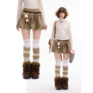 复古高腰显瘦a字毛呢系带兜兜短裙半身裙女 美式 ziziFei秋冬季 新款