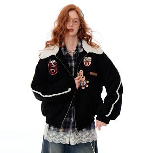 复古学院风加厚加棉短款 美式 兔子棒球服外套女 新款 ziziFei秋冬季