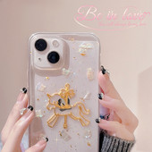 15promax手机壳iPhone14 13pro新款 12mini 可爱贝壳金属旋转木马适用苹果16 11软壳xsmax 8plus保护套se3少女