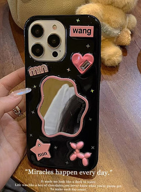 y2k甜酷辣妹小狗适用小米15 14镜子手机壳12s 13pro滴胶壳10s 11青春软壳civi4pro/3/2/1s cc9保护套mix4少女