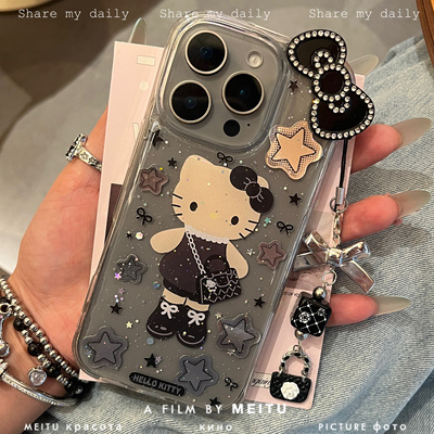 黑皮长腿kitty猫oppo滴胶手机壳