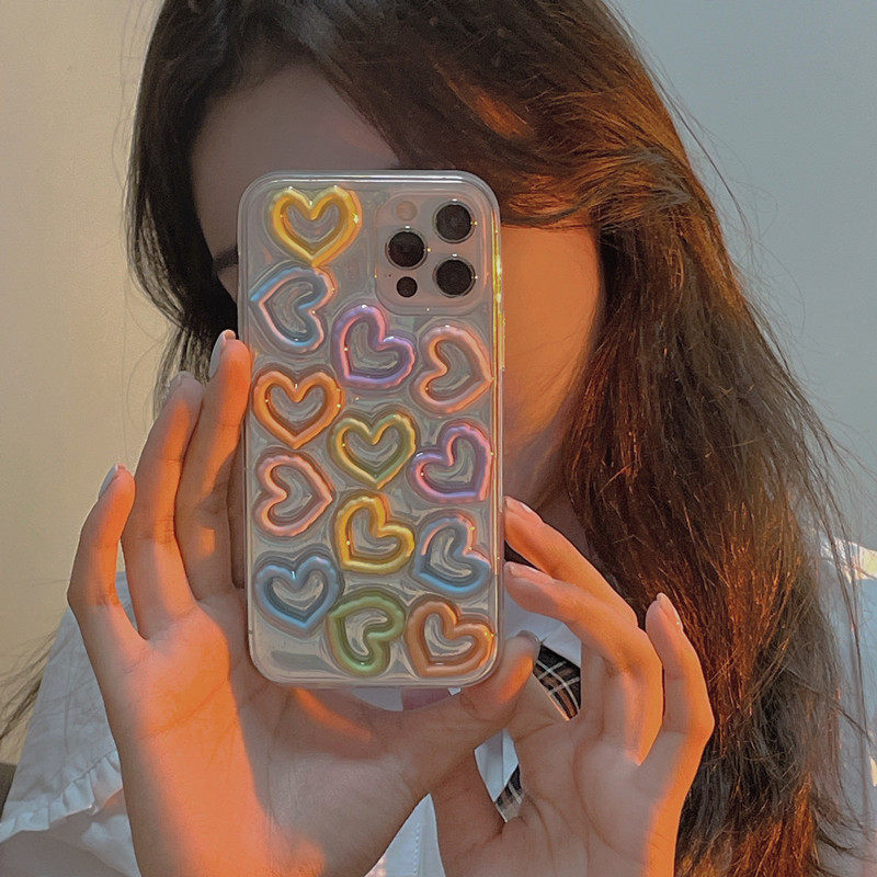 镂空爱心适用华为mate50 40 30pro镭射手机壳20x女10可爱9pro软壳