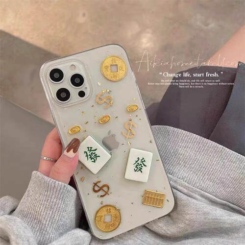 新款创意立体发财麻将vivo滴胶壳