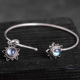 印度尼泊尔手工银饰品蓝月光石手镯开口女吊坠时尚 简约复古民族风