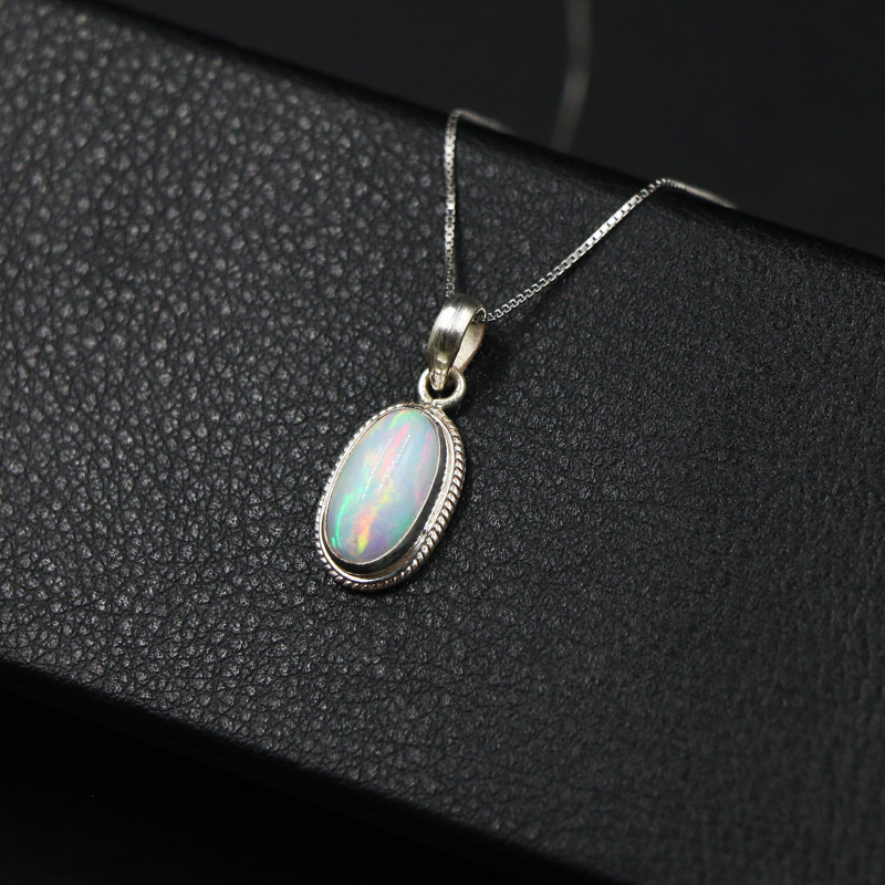 尼泊尔手工银饰品项链吊坠女欧泊