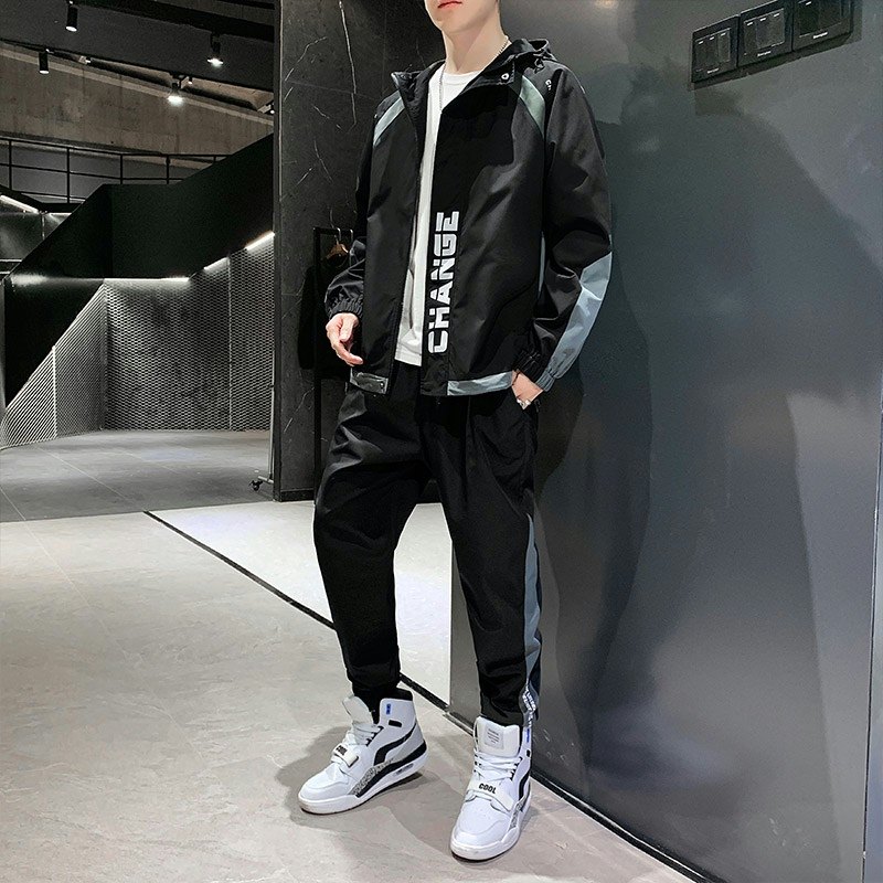 2021秋季工装套装男休闲运动潮流两件套XZ313B-1-T80107-P80图片