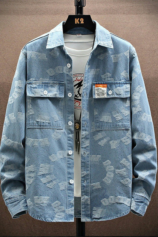 CY959-P65XZ313B-1秋季加厚高品质男士宽松时尚休闲牛仔衬衣2021,男装衬衫,星座313B-2