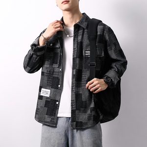 CY953-P65 春秋季主推加厚高品质日系男士宽松牛仔衬衣XZ313B-1图片