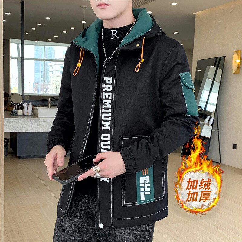 夹克男秋冬季派克服男士加绒加厚时尚连帽外套XZ313B-1-R1202-P70,男装夹克,星座313B-2