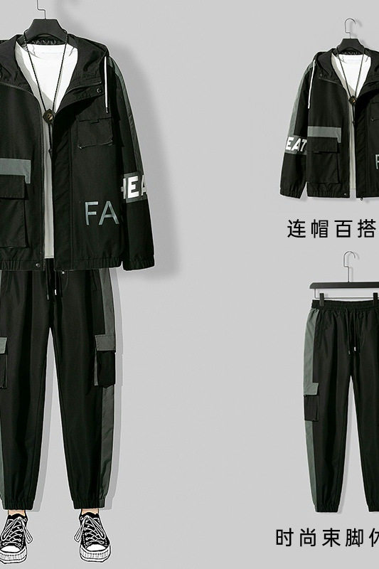 2021秋季新款工装男时尚帅气休闲套装两件套XZ313B-1-T80115-P85,男装休闲套装,星座313B-2