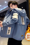 夹克男秋冬季新款男士加绒加厚时尚连帽外套XZ313B-1-R1202-P70，男装夹克，星座313B-2