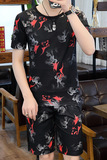 夏季男士套装圆领T恤短袖五分裤时尚休闲套装XZ313B-1-TZ89-P30，男装休闲套装，星座313B-2