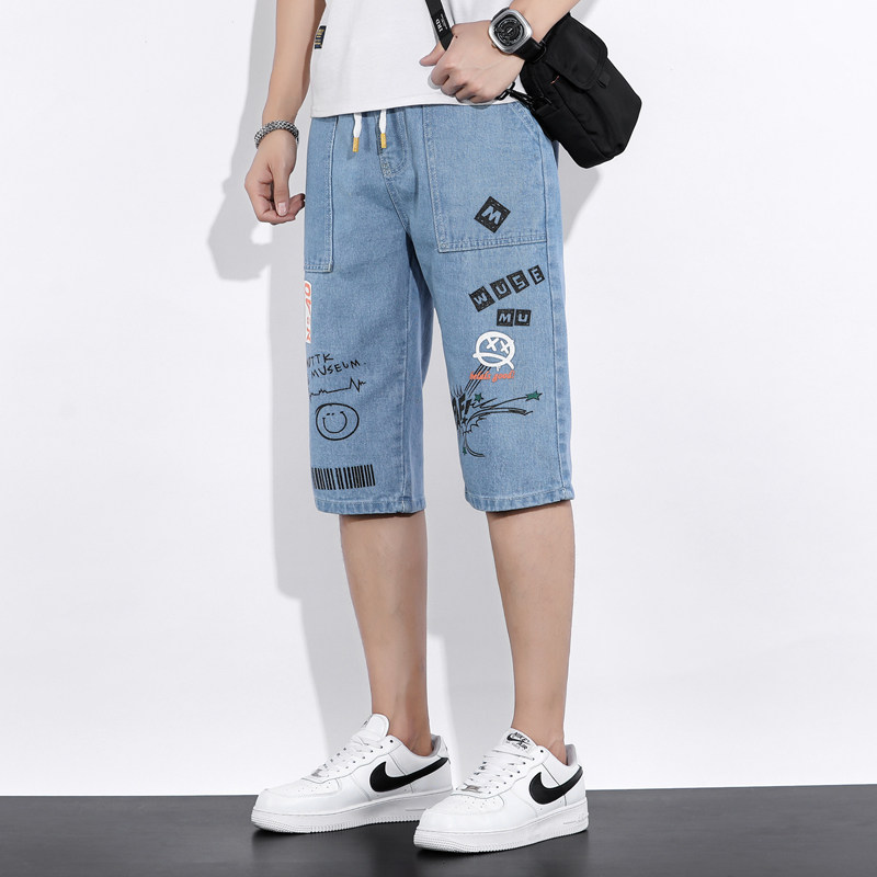 夏季新款流行时尚牛仔短裤男休闲七分裤XZ313B-1-NZ810,男装休闲裤,星座313B-2