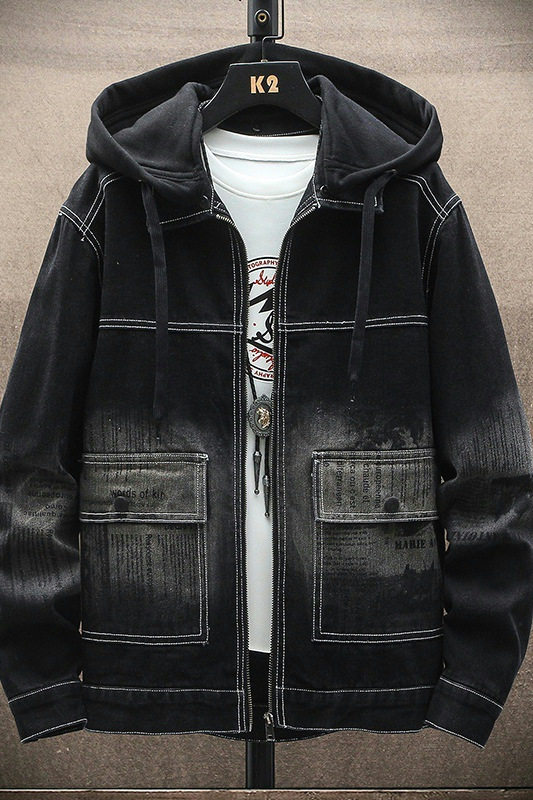 外套男秋季高品质时尚休闲连帽牛仔夹克上衣XZ313B-1-NZ950--P90,男装夹克,星座313B-2