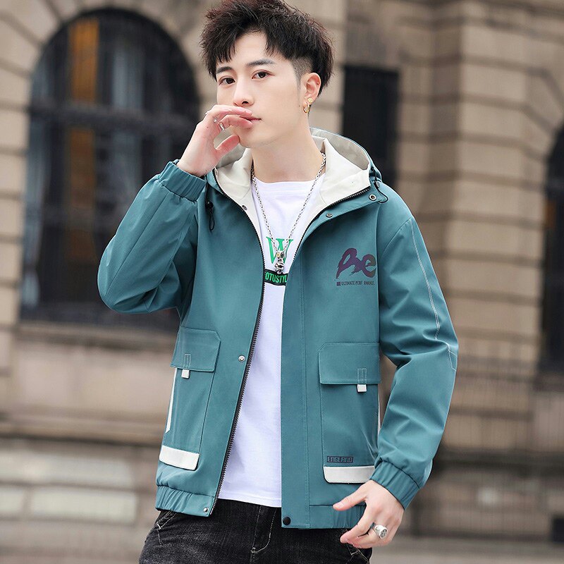 外套男新款韩版休闲百搭连帽夹克上衣XZ313B-1-S189-P65,男装夹克,星座313B-2