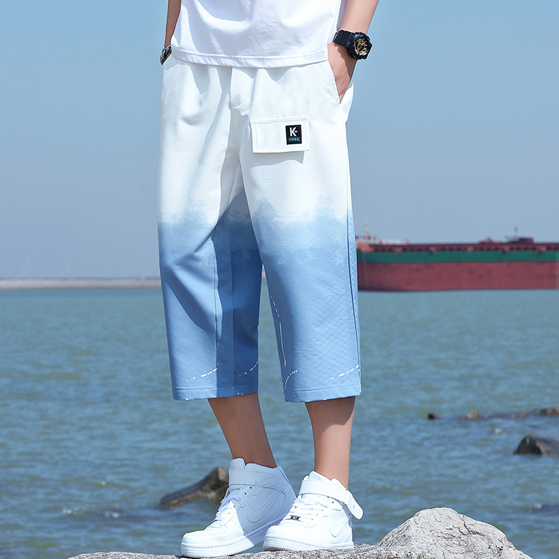 主推短裤男士夏季渐变色潮流时尚工装七分裤XZ313B-1-K2010-P25,男装休闲裤,星座313B-2