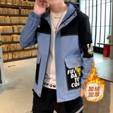 夹克男秋冬季潮流ins加绒加厚连帽工装外套XZ313B-1-R1201-P70，男装夹克，星座313B-2
