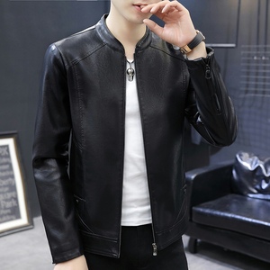 秋季新款男士休闲薄款皮衣夹克修身外套XZ313B-1-PY3908-P100,男装皮衣,星座313B-2
