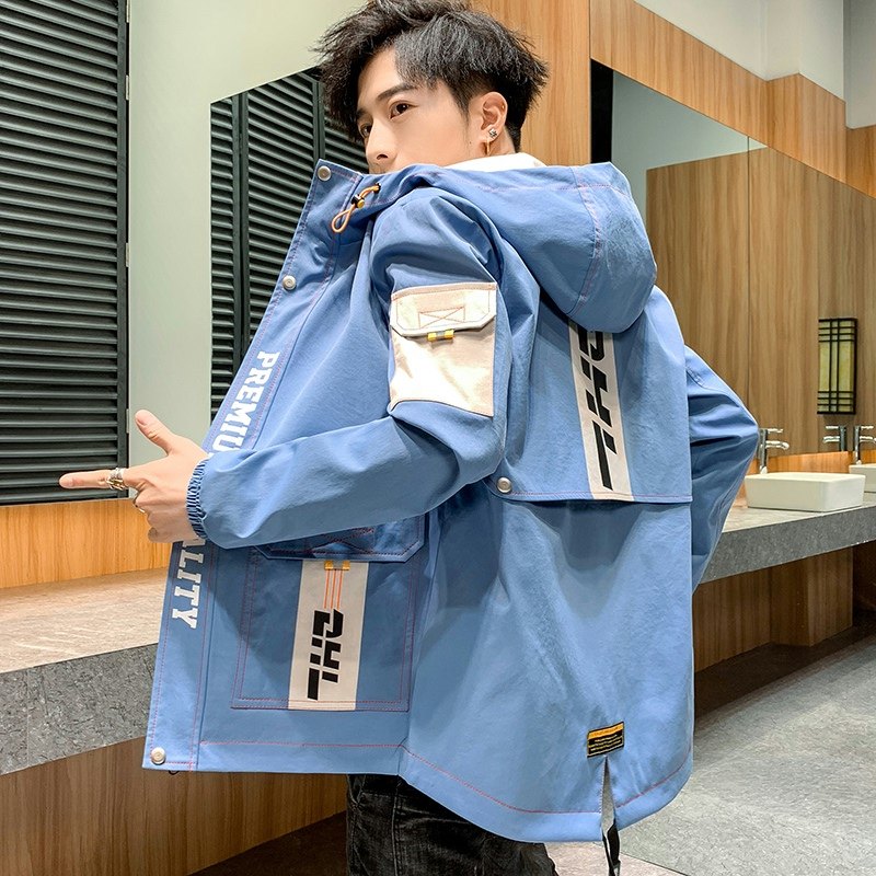 夹克男秋季新款潮流ins男士连帽工装外套XZ313B-1-JK1202-P60图片