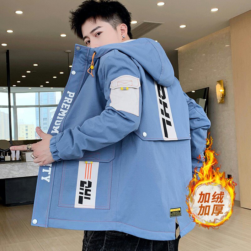 夹克男秋冬季派克服男士加绒加厚时尚连帽外套XZ313B-1-R1202-P70,男装夹克,星座313B-2