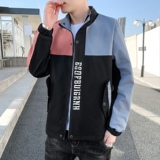 秋季立领拼接夹克男士宽松休闲个性外套上衣XZ313B-1-J，男装夹克，星座313B-2