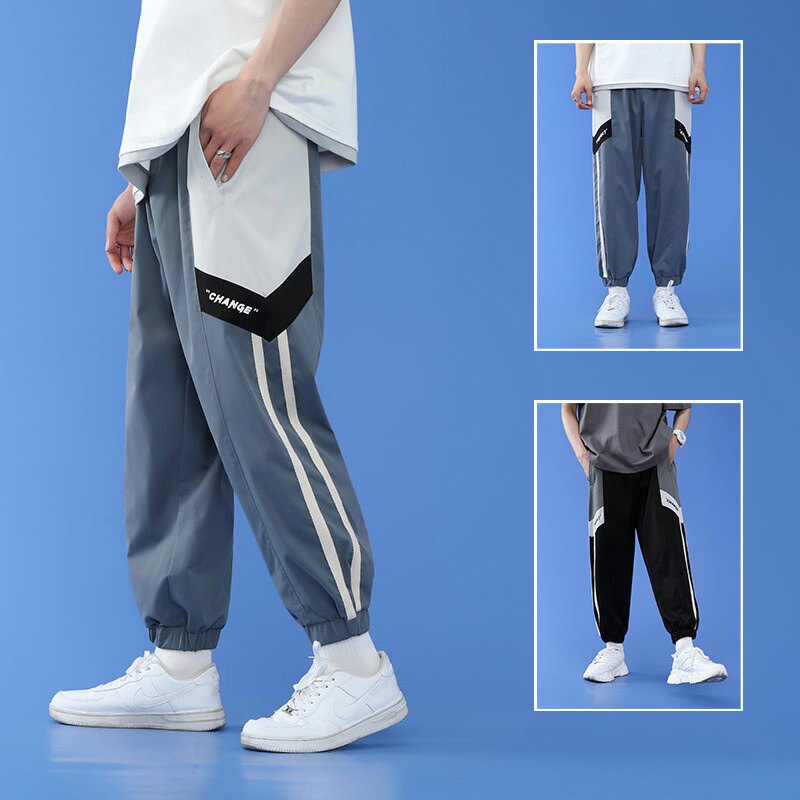 新款港风休闲裤男时尚宽松潮流束脚九分裤XZ313B-1-K5003-P40,男装休闲裤,星座313B-2
