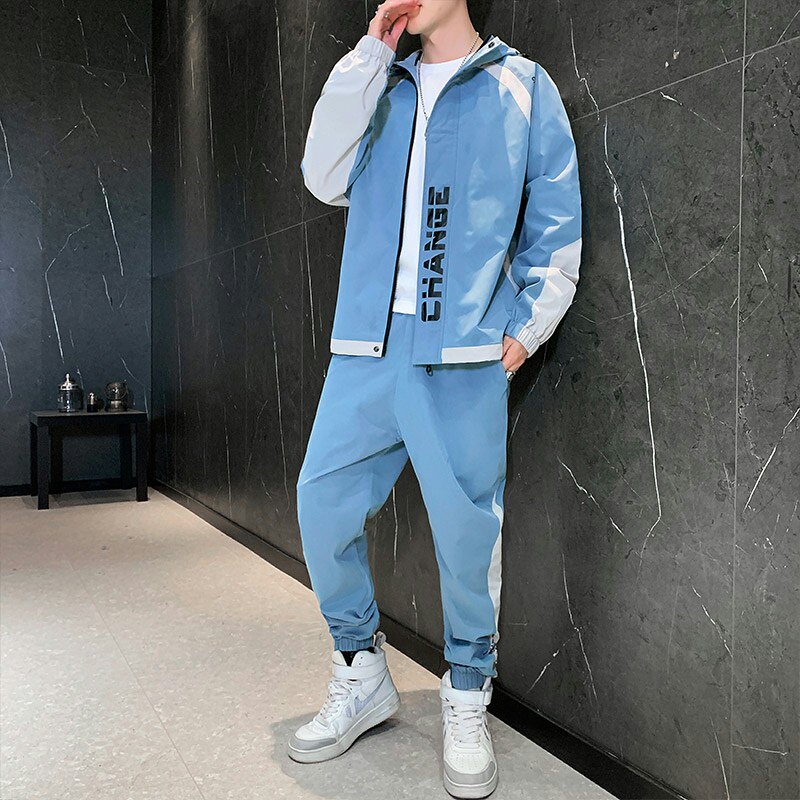 秋冬套装男加绒加厚休闲运动潮流两件套XZ313B-1-A80107-P100,男装休闲套装,星座313B-2
