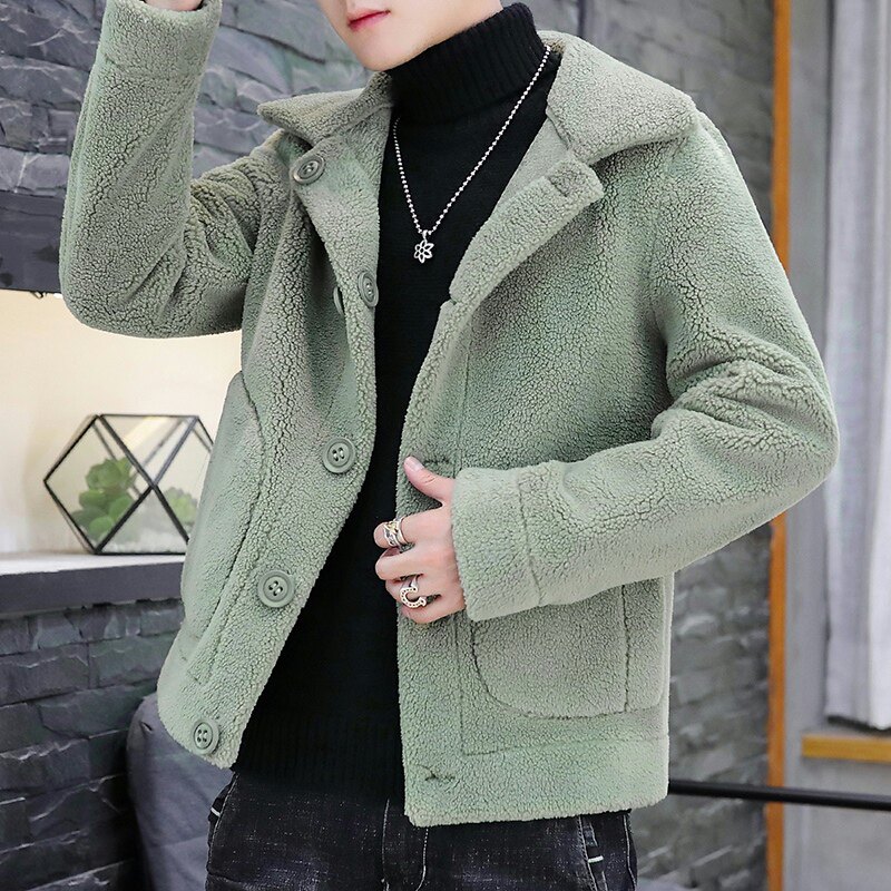 双面穿青年外套男颗粒绒短款毛呢大衣秋冬新款潮M187-P120,男装毛呢大衣,星座313B-2