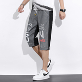 夏季新款流行时尚印花牛仔短裤男休闲七分裤XZ313B-1-NZ811，男装休闲裤，星座313B-2
