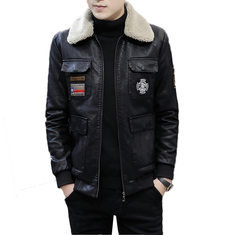 加绒皮衣青年个性徽章机车服帅气皮夹克外套男PY1806-P130,男装皮衣,星座313B-2