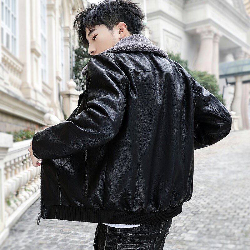 2021冬加绒皮衣青年机车服皮夹克外套男XZ313B-1-PY1902-P120,男装皮衣,星座313B-2