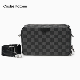 Cnoles Katbee男斜挎包定制男士小方包男包牛皮挎包单肩包手机包