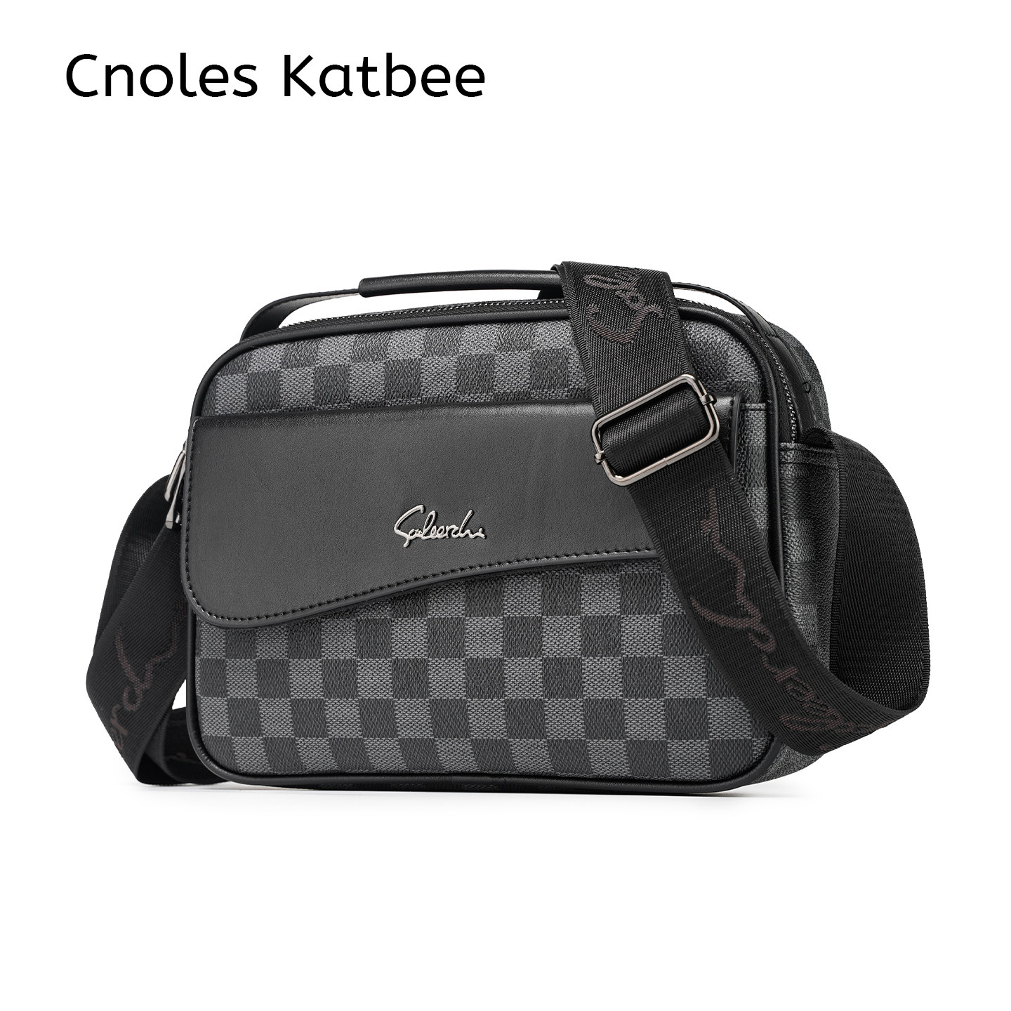 定制版2026新款男士斜挎包单肩包时尚格子小方包休闲商务韩版男包