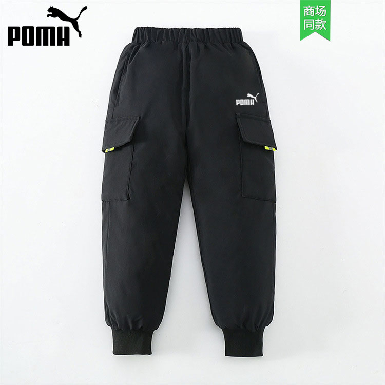 潮牌儿童羽绒裤男女童小中大童加厚宝宝外穿防水保暖工装防寒裤子