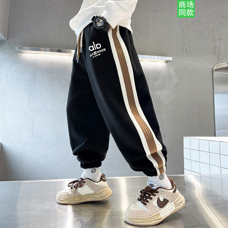 官网奥莱中大男童裤子2026春秋新款休闲宽松儿童装冬季一体绒卫裤