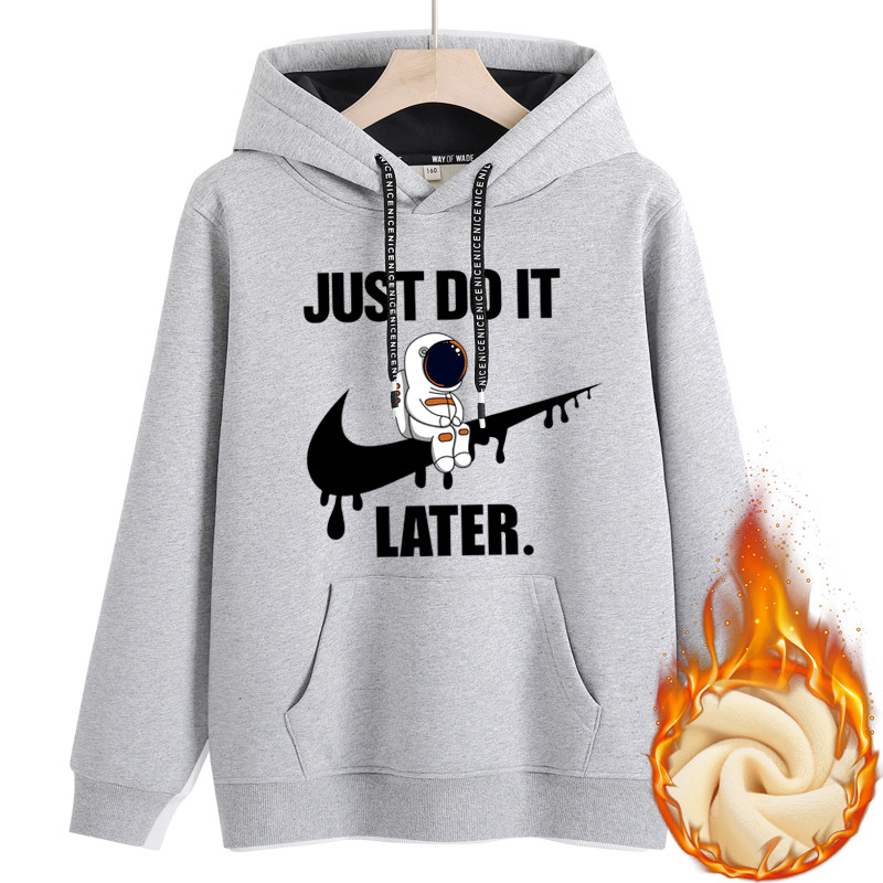 耐克顿男童儿童卫衣秋冬季加绒连帽厚中大童装学生保暖衣服纯棉潮