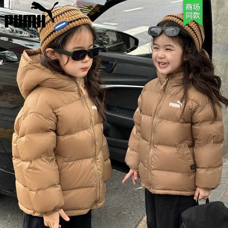 奥莱正品儿童羽绒服短款连帽中大童冬装外套加厚男女童鸭绒面包服