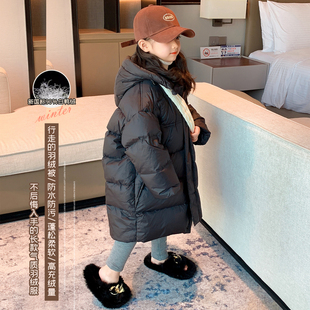 清仓特价女童羽绒服儿童女大童秋冬加厚免洗过膝保暖黑色长款外套