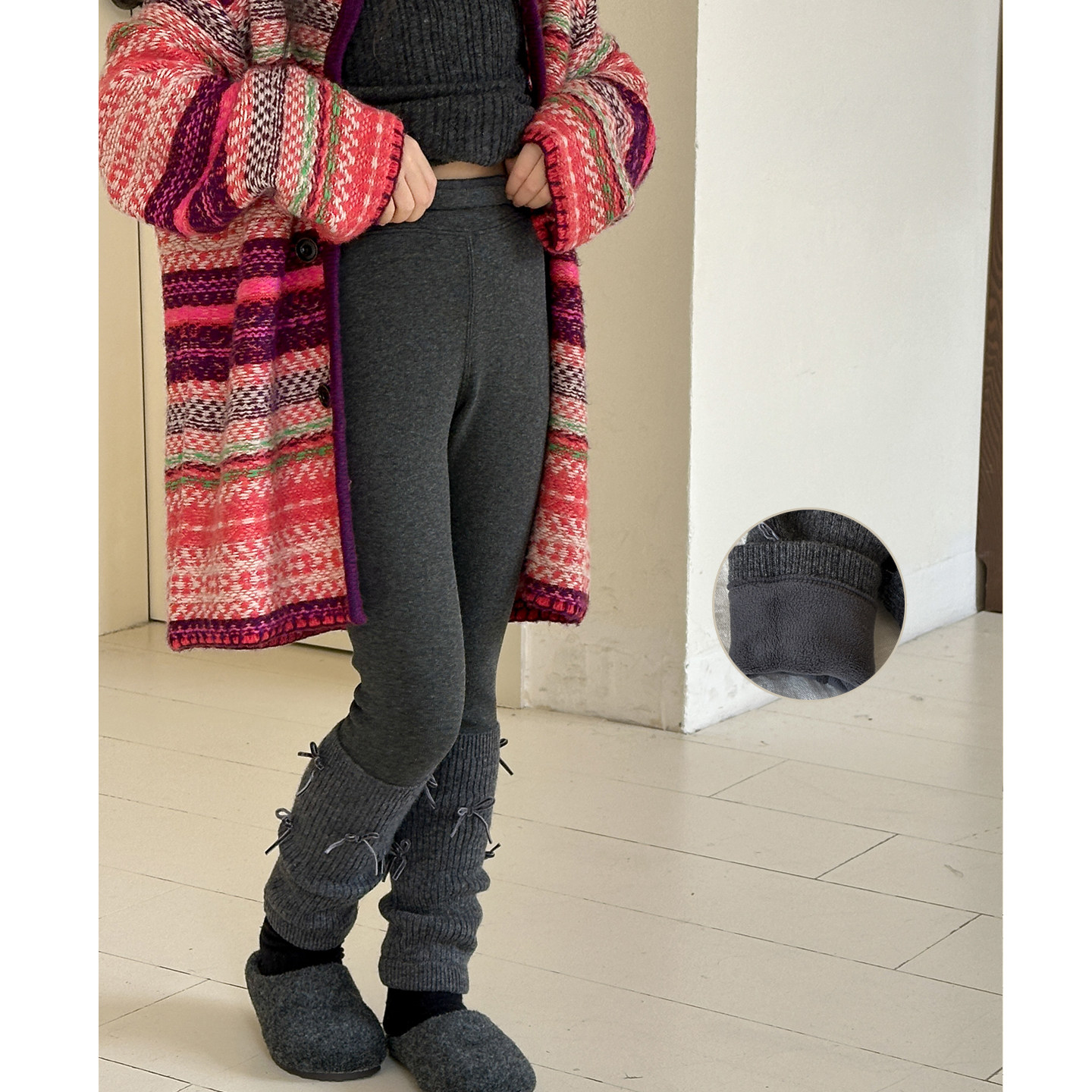 女童加绒打底裤2025秋冬新款儿童一体绒拼接休闲裤女大童外穿裤子