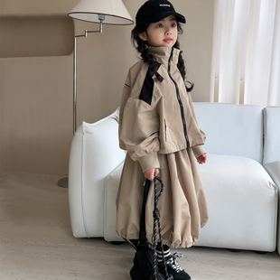 女童装时髦洋气套装儿童春装外套2026新款初中生春秋半身裙两件套