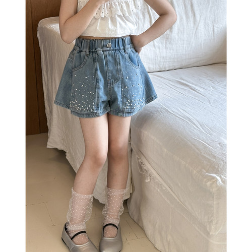 女童牛仔短裤夏装2026新款女大童夏季宽松裤子甜酷风百搭休闲裤子