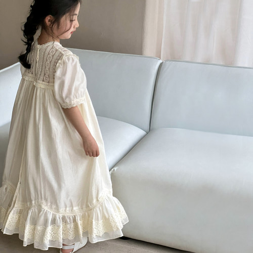 女童夏装连衣裙2026新款洋气女孩公主裙夏季儿童短袖蕾丝网纱裙子